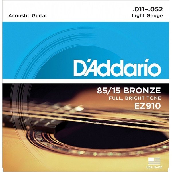 Daddario EZ910 Akustik Gitar Tel Seti, 85/15 Bronze, Lıght Gauge