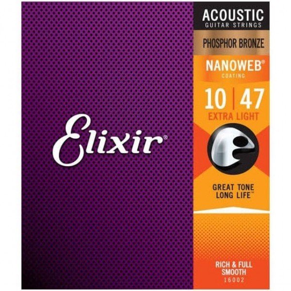 Elixir 16002 Nanoweb Phosphor Bronze Akustik Gitar Teli (10-47)