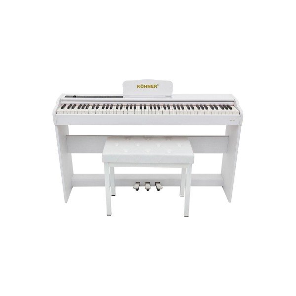 KÖHNER SLP-225 WH Dijital Konsol Piyano, Bluetooth, Tuş Hassasiyeti, 88 Tuşlu (KULAKLIK VE TABURE)
